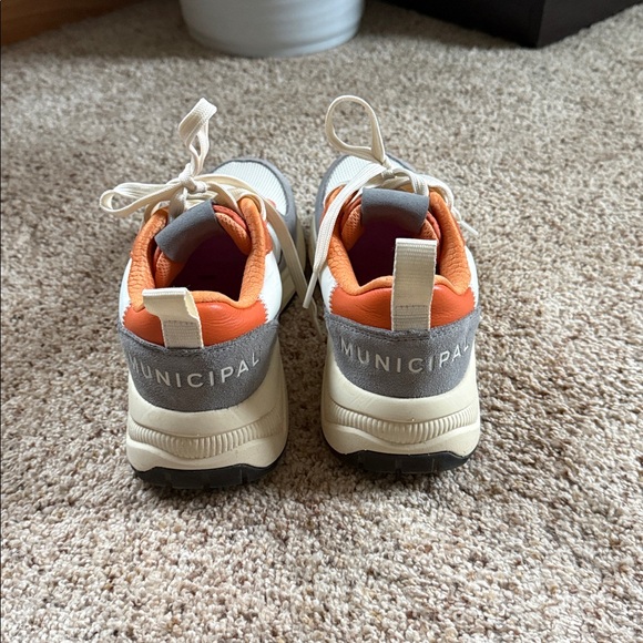 Municipal White Mesh Sneakers with Orange Accents - Picture 3 of 5